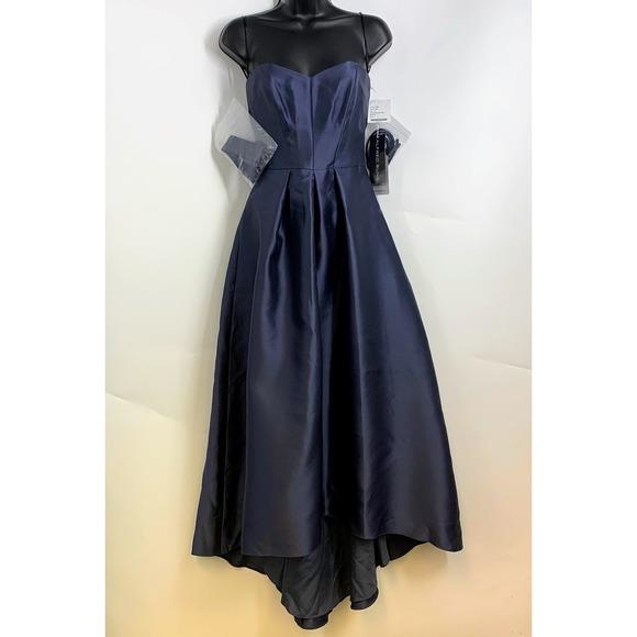 Alfred Sung Strapless Satin High Low Dress with Pockets Size 0 NWT - Picture 1 of 16